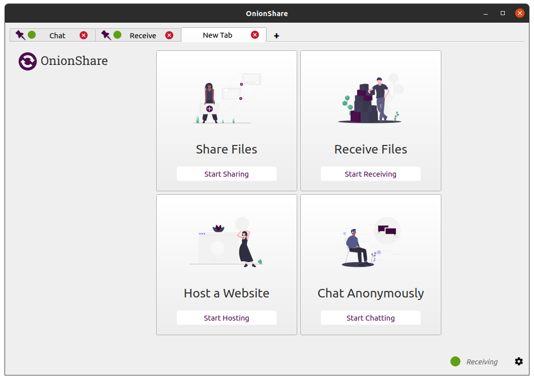 onionshare's new layout