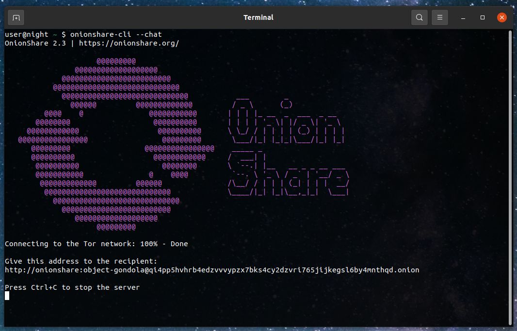 onionshare command line